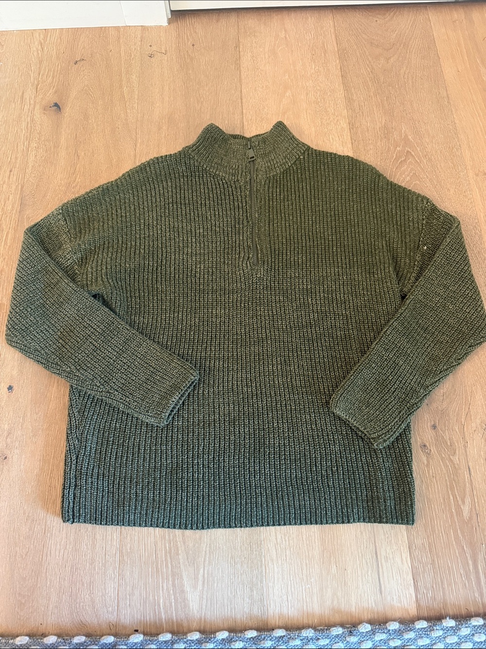 Amazon Women’s Olive Green Half-Zip Ribbed Sweater